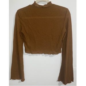 Cropped Waffle Knit Top